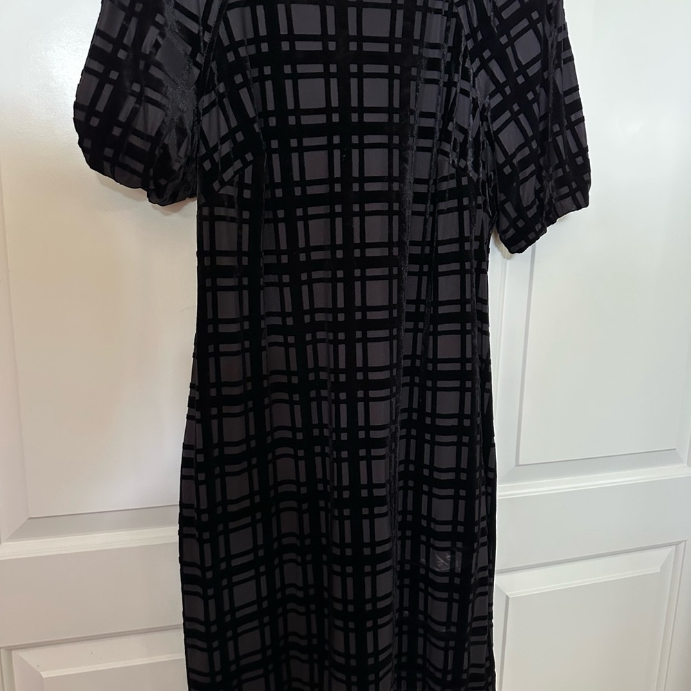 Tommy Hilfiger Black Checkered Long Sleeve Dress